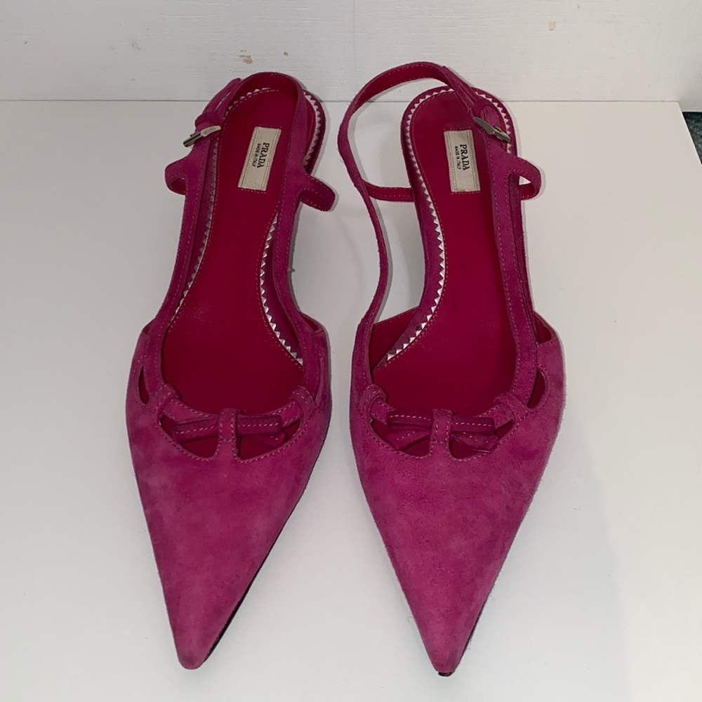 Prada Suede Fuchsia Kitten Heels